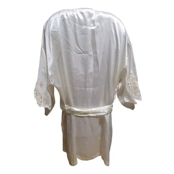 Vintage Y2K Victoria’s Secret Satin Lace Bridal Robe Ivory White Belted 2000s - Picture 3 of 13
